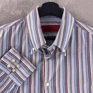 Carolina Herrera Dress Shirt Mens Size 17 Multicolor Vertical Stripe Formal